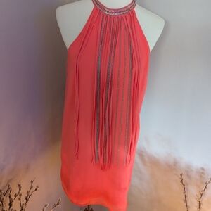 Fun Summer Coral Halter Dress (S)